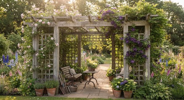 Créer une pergola avec des treillis